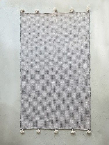 плед - покрывало с помпонами Blanket black & white