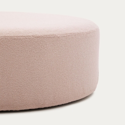 Kaeli Пуф для ног со съемным чехлом из розового букле Ø 90