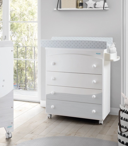 Комод Micuna Cosmic пеленальный B-970 ash-grey white матрасик grey stars