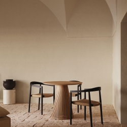 Ydalia Садовый стул из черного тика и натуральной веревки