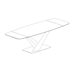 Раздвижной обеденный стол коричневое стекло с керамикой, черный металл