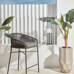 Веревочный полубарный стул Yanet черного цвета 65 см