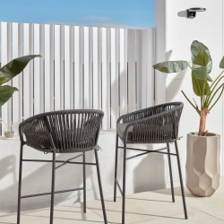 Веревочный полубарный стул Yanet черного цвета 65 см