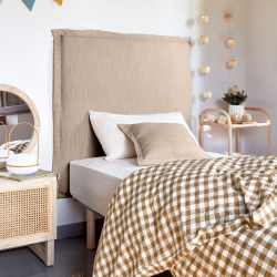 Изголовье из льняной ткани бежевого цвета Tanit со съемным чехлом 106 x 106 см