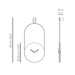 Часы Nomon ESLABON (основание - латунь+ мрамор Calacatta/стрелка часовая - латунь /минутная - орех). D=30см, H=68см