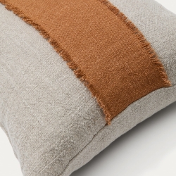 Чехол на подушку Daf из 100% льна бежевого и терракотового цветов с бахромой, 40 x 60