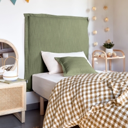 Изголовье из льняной ткани зеленого цвета Tanit со съемным чехлом 106 x 106 см