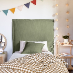 Изголовье из льняной ткани зеленого цвета Tanit со съемным чехлом 106 x 106 см