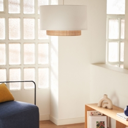 Бамбуковый потолочный плафон Erna с натуральной белой отделкой Ø 40 см