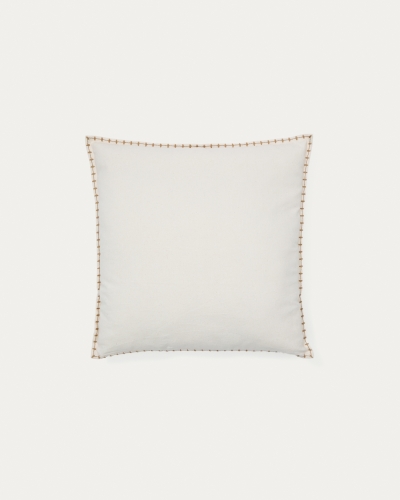 Чехол для подушки Rakira из бежевого хлопка с вышивкой горчичного цвета 45 x 45 см
