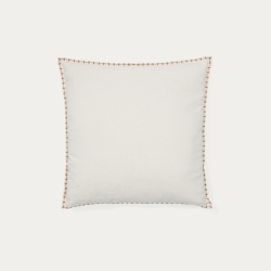 Чехол для подушки Rakira из бежевого хлопка с вышивкой горчичного цвета 45 x 45 см