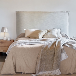 Изголовье из льняной ткани белого цвета Tanit со съемным чехлом 166 x 106 см