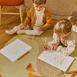 Ковер Milu зеленый хлопок с рисунком гуся Ø 100 см