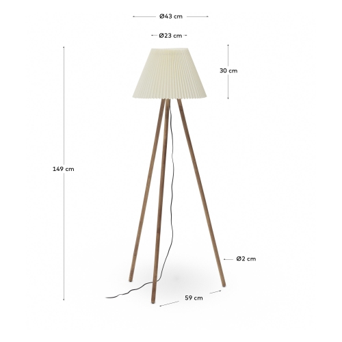 Benicarlo Торшер из массива каучукового дерева с бежевым абажуром