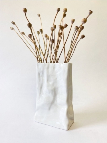 Ваза керамическая белая Paper Пакет Terra Design TDVFP01