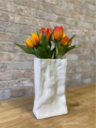 Ваза керамическая белая Paper Пакет Terra Design TDVFP01