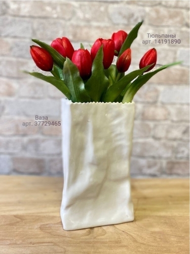 Ваза керамическая белая Paper Пакет Terra Design TDVFP01