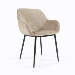 Стул Konna из бежевой синели со стальными черными ножками