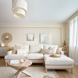 Mihaela 3-местный диван с правым шезлонгом из белого микробукле 264 см