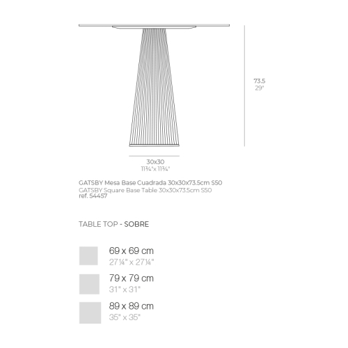 Обеденный стол Gatsby 30x30x73cm s50 (столешница 69,79,89)