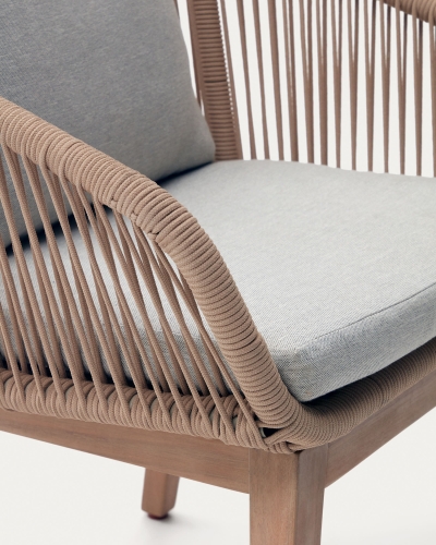 Portalo Стул из бежевого шнура с ножками из массива акации