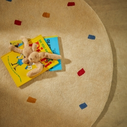 Ковер Luli белый хлопок с разноцветными точками Ø 120 см