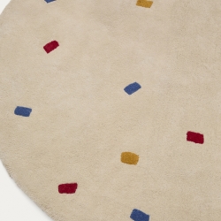 Ковер Luli белый хлопок с разноцветными точками Ø 120 см