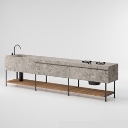 Кухонная база Triple Kitchen Раковина + Рабочая поверхность + 2 Варочная поверхность KSA604800