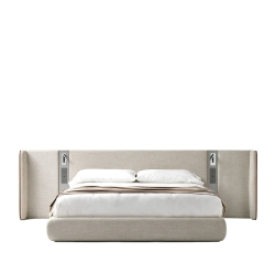 Кровать с подсветкой Master-XL, отделка металлически-серая на колоннах, под матрас 200x200