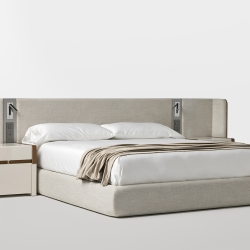 Кровать с подсветкой Master-XL, отделка металлически-серая на колоннах, под матрас 200x200