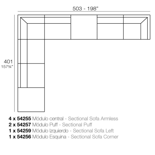 Секция дивана Pixel с правым подлокотником