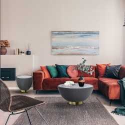 Круглый журнальный столик Candy серый-латунь