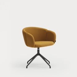 Поворотный стул Add черный/горчичный с подлокотниками