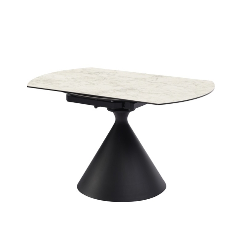 Обеденный стол TOLEDO 135 стекло с керамикой, черный металл