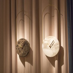 Часы настенные Colgante мрамор Calacatta Gold - латунь