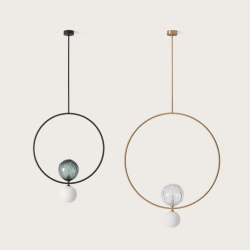 Подвесной светильник Level золотой 60 см, плафоны 1302/200/прозрачный, 1302/140/OPAL