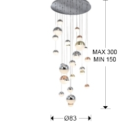 Подвесной светильник Sphere LED 27L Ø80 DIM BLUETOOTH ССТ цветной 500 см