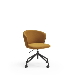 Поворотный стул Add на колесиках горчичный с подлокотниками