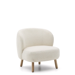 Кресло Ulit из белого букле с ножками из бука в натуральной отделке