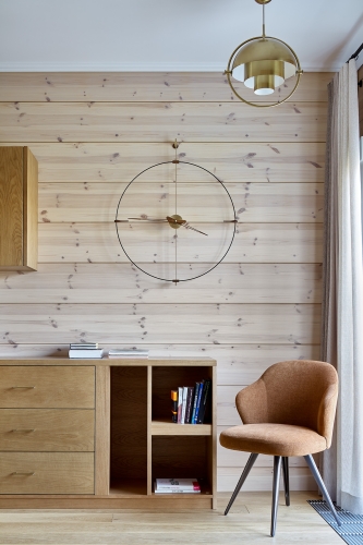 Часы NOMON MINI Bilbao GOLD (основание - черный фиберглас/стрелки - орех/центр - латунь). D=77см, H=92см