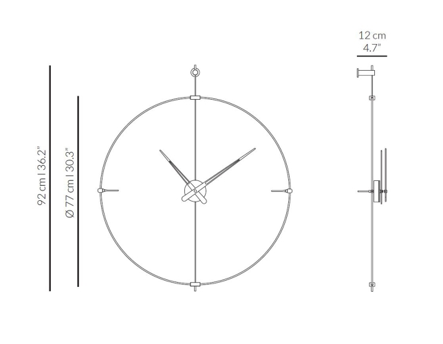 Часы NOMON MINI Bilbao GOLD (основание - черный фиберглас/стрелки - орех/центр - латунь). D=77см, H=92см