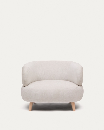 Кресло Luisa из шенилла перламутрового цвета с ножками из массива бука,