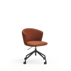 Поворотный стул Add на колесиках терракотовый с подлокотниками