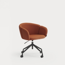 Поворотный стул Add на колесиках терракотовый с подлокотниками