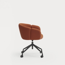 Поворотный стул Add на колесиках терракотовый с подлокотниками