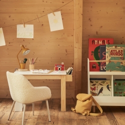 Serwa Письменный стол из белого МДФ с ножками из массива сосны