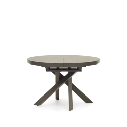 Vashti Круглый раздвижной стол из керамики и стали с коричневой отделкой Ø 120(160) см