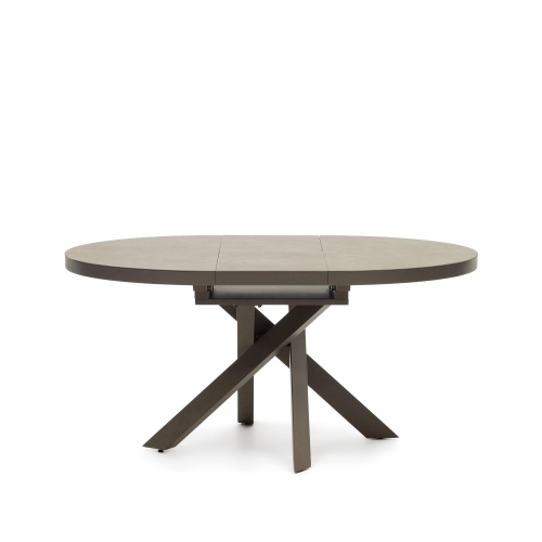 Vashti Круглый раздвижной стол из керамики и стали с коричневой отделкой Ø 120(160) см