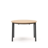 Montuiri Круглый раздвижной стол из дубового шпона с ножками черного цвета, Ø90(130) см