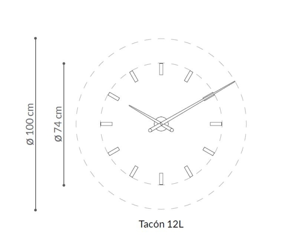Часы Nomon Tacon 12 L, black. (основа - хромированная сталь/стрелки - черный лак) D=100см